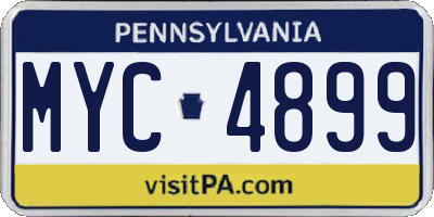 PA license plate MYC4899