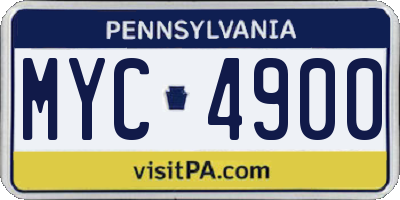 PA license plate MYC4900