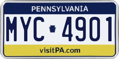 PA license plate MYC4901