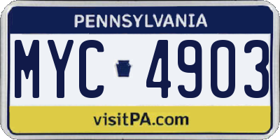 PA license plate MYC4903