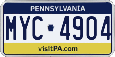 PA license plate MYC4904