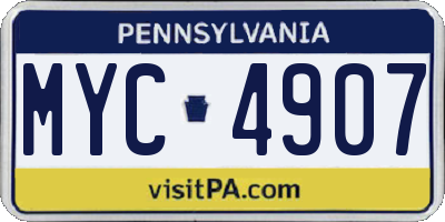 PA license plate MYC4907