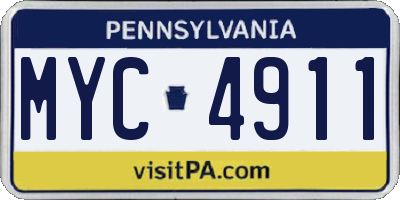 PA license plate MYC4911
