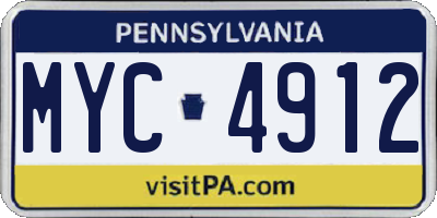 PA license plate MYC4912