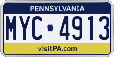 PA license plate MYC4913