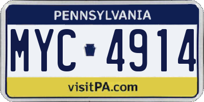 PA license plate MYC4914