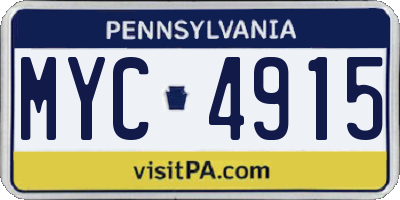 PA license plate MYC4915