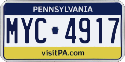 PA license plate MYC4917