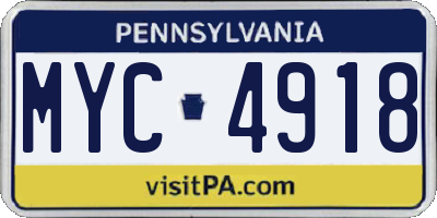 PA license plate MYC4918