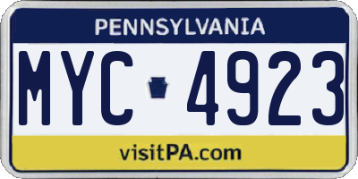 PA license plate MYC4923