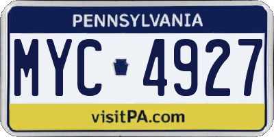 PA license plate MYC4927