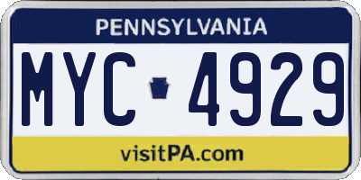 PA license plate MYC4929