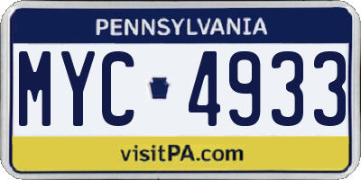 PA license plate MYC4933