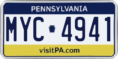 PA license plate MYC4941