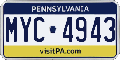 PA license plate MYC4943