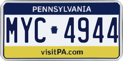 PA license plate MYC4944