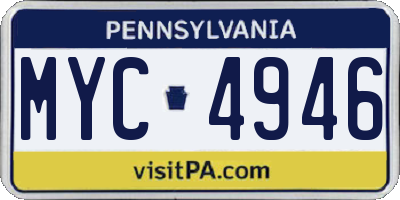 PA license plate MYC4946