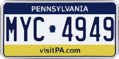 PA license plate MYC4949