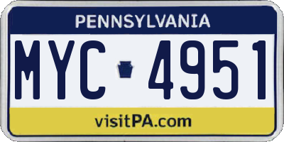 PA license plate MYC4951