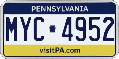 PA license plate MYC4952