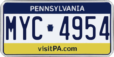 PA license plate MYC4954
