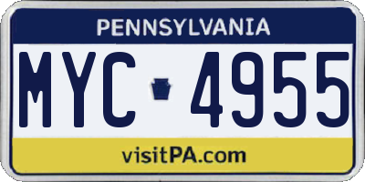 PA license plate MYC4955