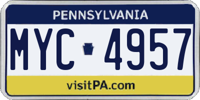 PA license plate MYC4957