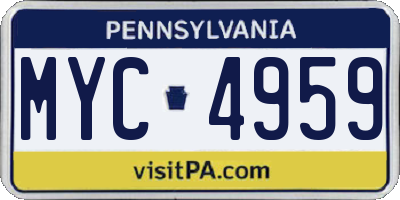 PA license plate MYC4959