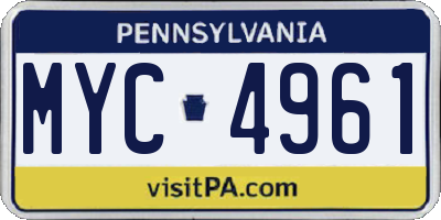 PA license plate MYC4961