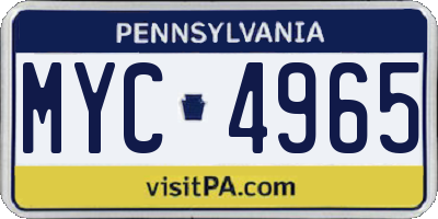 PA license plate MYC4965