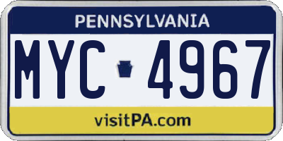 PA license plate MYC4967