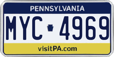 PA license plate MYC4969