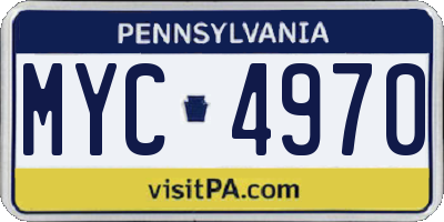 PA license plate MYC4970