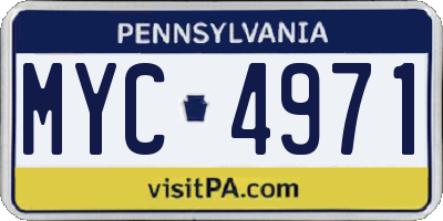 PA license plate MYC4971