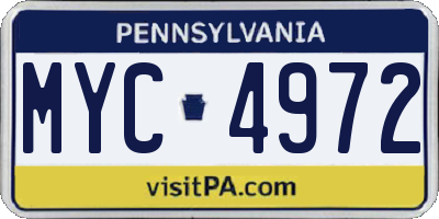 PA license plate MYC4972