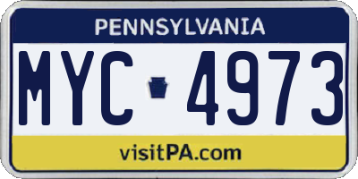 PA license plate MYC4973