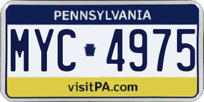 PA license plate MYC4975