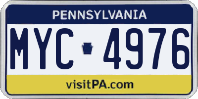 PA license plate MYC4976