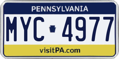 PA license plate MYC4977