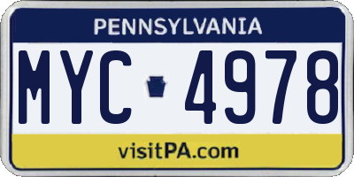 PA license plate MYC4978