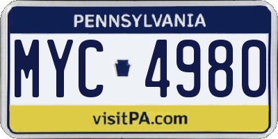 PA license plate MYC4980