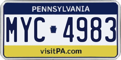 PA license plate MYC4983