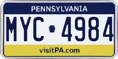 PA license plate MYC4984