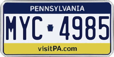 PA license plate MYC4985