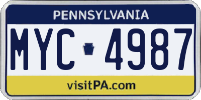 PA license plate MYC4987