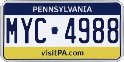 PA license plate MYC4988