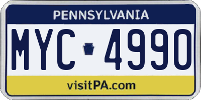 PA license plate MYC4990