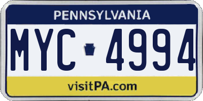PA license plate MYC4994