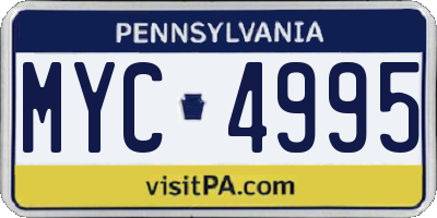 PA license plate MYC4995