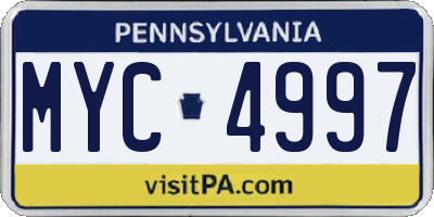 PA license plate MYC4997